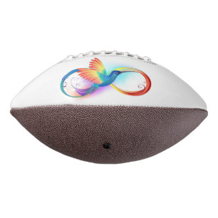 Balón De Fútbol Americano Colibrí arcoiris con símbolo Infinity