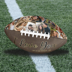 Balón De Fútbol Americano Collage de Fotos Personalizado Te Amo Fútbol
