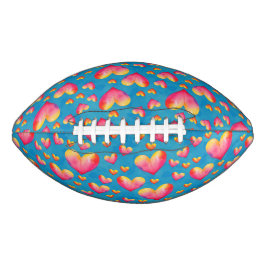 Balón De Fútbol Americano Corazones de Fútbol con Acuarela Multicolor