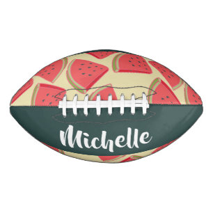 Balón De Fútbol Americano Cortes de sandía rosa sobre amarillo