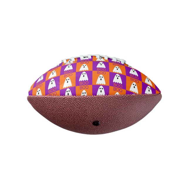 Balón De Fútbol Americano Cuadrados de boo fantasma morado y Naranja de Hall (Girado 270)
