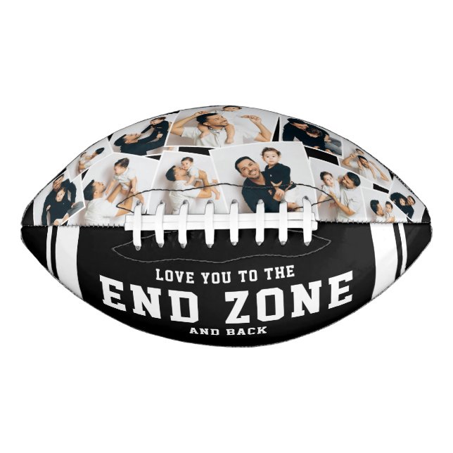 Balón De Fútbol Americano Custom 12 Photo Collage “Love You to the End Zone” (Anverso)