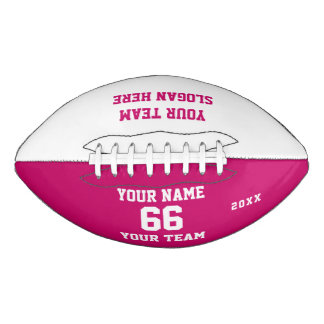 Balón De Fútbol Americano Custom white pink Football with Name, Number, Team