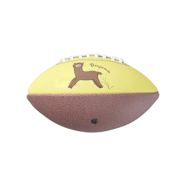 Balón De Fútbol Americano Cute happy brown alpaca cartoon (Girado 270)