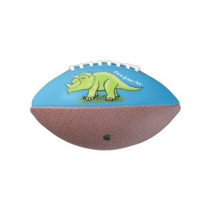 Balón De Fútbol Americano Cute happy green triceratops dinosaur cartoon
