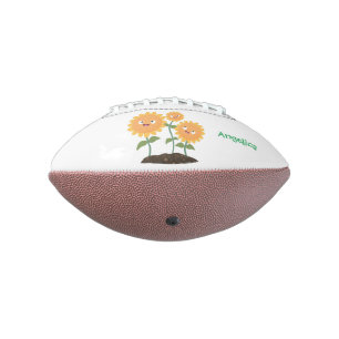 Balón De Fútbol Americano Cute happy sunflowers smiling cartoon illustration