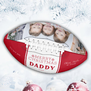 Balón De Fútbol Americano Cute Merry Christmas Daddy Red 3 Photo Collage