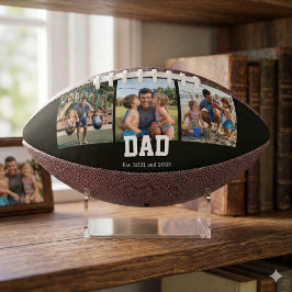 Balón De Fútbol Americano Dad Est. Bold White Font 3 Photo Fathers Day Gift