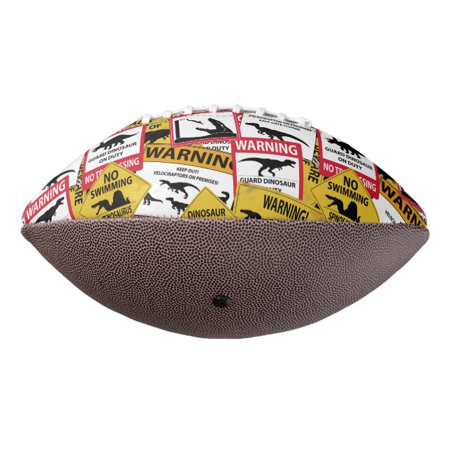 Balón De Fútbol Americano Dinosaur Caution Signs (Girado 270)