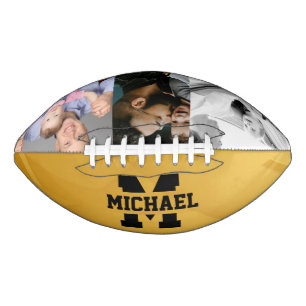 Balón De Fútbol Americano Diseño de foto de padre e hijo con inicial negra