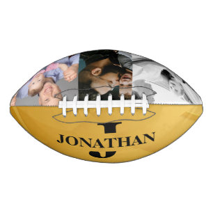 Balón De Fútbol Americano Diseño de foto de padre e hijo con inicial negra
