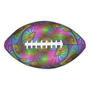 Balón De Fútbol Americano El colorido arte fractal abstracto trippy luminoso