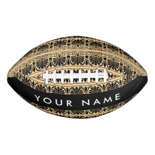 Balón De Fútbol Americano El griego Fret Arabesque Brown, tu nombre, persona