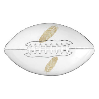Balón De Fútbol Americano Elegant Golden Feather Illustration - Aesthetic Pi