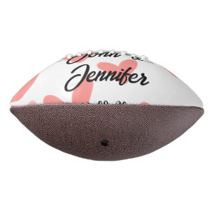 Balón De Fútbol Americano estilo de texto minimalista simple blanco corazón