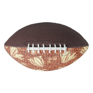 Balón De Fútbol Americano Estilo William Morris Patrón Floral de Lirio Rojo