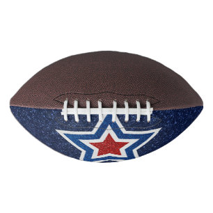 Balón De Fútbol Americano Estrella Roja, Blanca y Azul con Brillo del 4 de J