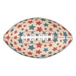 Balón De Fútbol Americano Estrellas Rojas y Azules, 4 de Julio, Fondo Beige