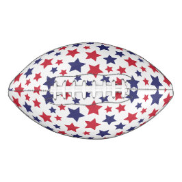 Balón De Fútbol Americano Estrellas Rojas y Azules, 4 de Julio, Fondo Blanco