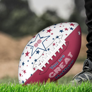 Balón De Fútbol Americano Estrellas rojas y azules - Eres genial