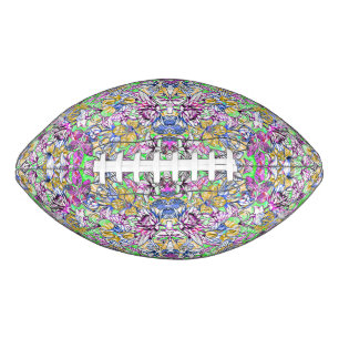 Balón De Fútbol Americano Etiqueta de maleta de flores abstractas de color l