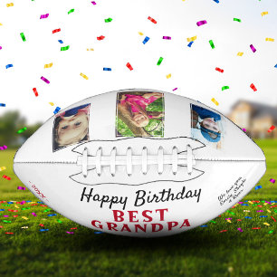 Balón De Fútbol Americano Feliz cumpleaños abuelo 3 Collage de fotos