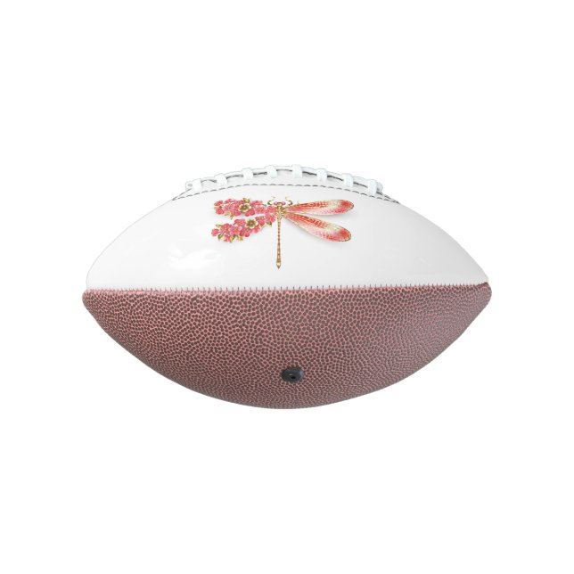 Balón De Fútbol Americano Flor libélula con sakura de joyas (Girado 270)