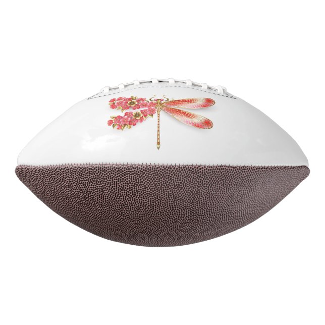 Balón De Fútbol Americano Flor libélula con sakura de joyas (Girado 270)