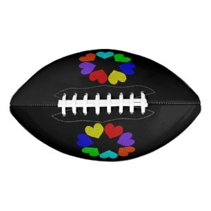 Balón De Fútbol Americano Floral Rainbow Love Hearts Football