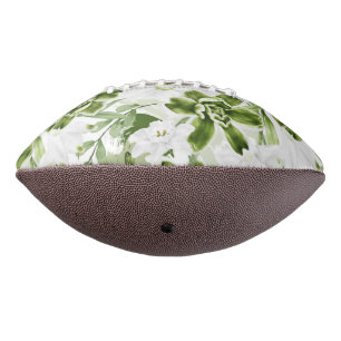 Balón De Fútbol Americano Flores de acuarela blanca 2