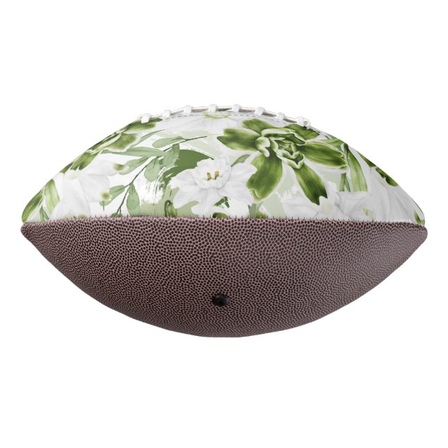 Balón De Fútbol Americano Flores de acuarela blanca 2 (Girado 270)