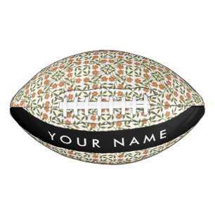 Balón De Fútbol Americano Flores Naranjas, Patrón Floral, Boho, Tu Nombre