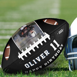 Balón De Fútbol Americano Foto Black Happy Birthday Kids