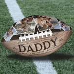 Balón De Fútbol Americano Foto De Leyenda Rustic Daddy Man<br><div class="desc">El fútbol personalizado del día del padre rústico con un fondo de madera,  el título "papi",  el dicho "el hombre,  el mito,  la leyenda",  de quién es. Y cuatro fotos familiares para reemplazarlas con las suyas.</div>