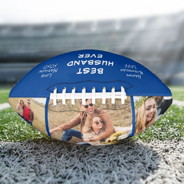 Balón De Fútbol Americano Foto de marido azul personalizado (Subido por el creador)