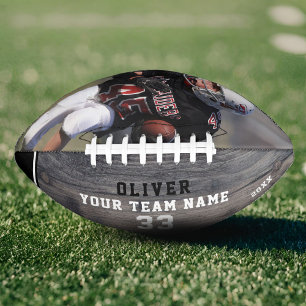 Balón De Fútbol Americano Foto del equipo de nombre negro de madera rusa