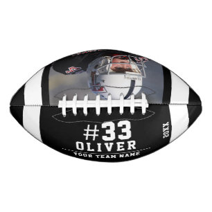 Balón De Fútbol Americano Foto del equipo de nombres blancos negros