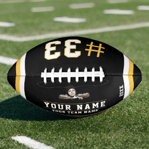 Balón De Fútbol Americano Foto del equipo del nombre negro amarillo