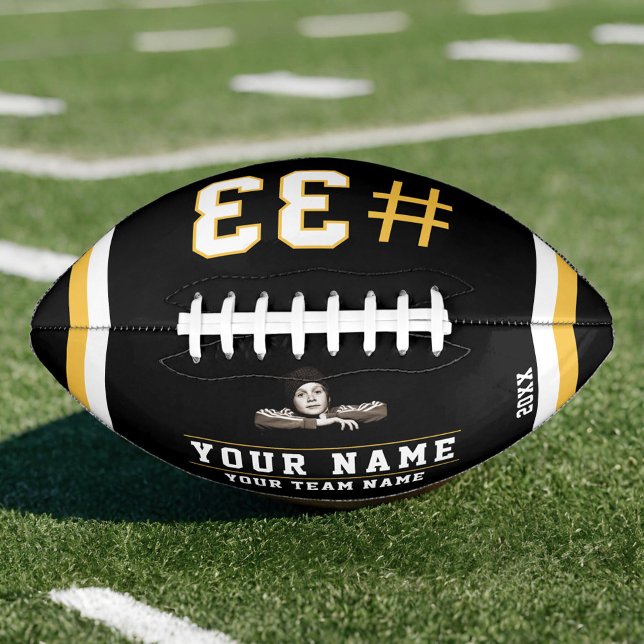 Balón De Fútbol Americano Foto del equipo del nombre negro amarillo (Subido por el creador)