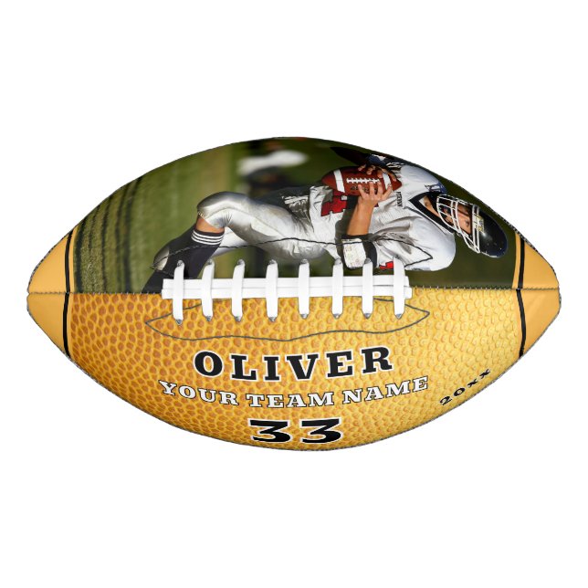 Balón De Fútbol Americano Foto del jugador del equipo de impresión de cuero  (Anverso)