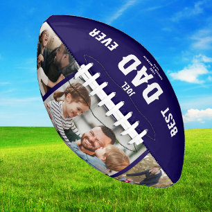Balón De Fútbol Americano Foto Mejor Papá del Mundo Azul Personalizable