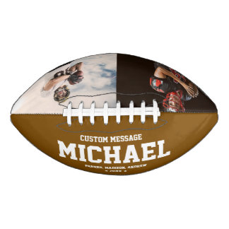 Balón De Fútbol Americano Foto personalizada de fútbol con nombre y mensaje