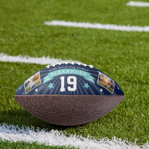 Balón De Fútbol Americano Foto personalizada del jugador y número Keepsake