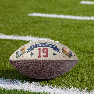 Balón De Fútbol Americano Foto personalizada del jugador y número Keepsake