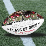 Balón De Fútbol Americano Foto personalizado de Graduación Senior<br><div class="desc">¡Felicitaciones Grad! Muestre su aprecio con este obsequio de fútbol de graduación personalizado y único en su especie. Completada con el nombre del graduado, el año de clase, el nombre de su escuela o universidad, y 4 fotos del jugador, este regalo único les hará sentir especiales en su día de...</div>