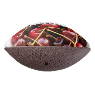 Balón De Fútbol Americano Fotografía de Cerezas Rojas Frescas en un Tazón
