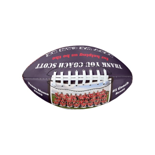 Balón De Fútbol Americano Fotografía personalizada del equipo de entrenadore (Anverso)