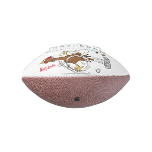 Balón De Fútbol Americano Funny running cool chicken cartoon illustration