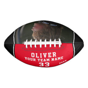 Balón De Fútbol Americano Fútbol de equipo con nombre de jugador rojo