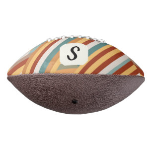 Balón De Fútbol Americano Fútbol geométrico monograma retro 70 del personali